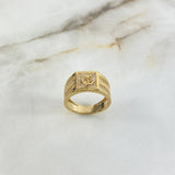 Anillo Cinturon Rectangular Ancla 8.15gr / T9 3/4 / Circones Blancos Oro Amarillo ©