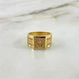 Anillo Cinturon Rectangular Ancla 8.15gr / T9 3/4 / Circones Blancos Oro Amarillo ©