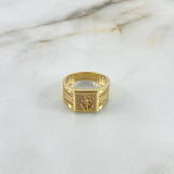 Anillo Cinturon Rectangular Ancla 8.15gr / T9 3/4 / Circones Blancos Oro Amarillo ©
