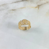 Anillo Cota de Malla Corona RX 4.3gr / T7 3/4 / Circones Blancos Oro Amarillo ©