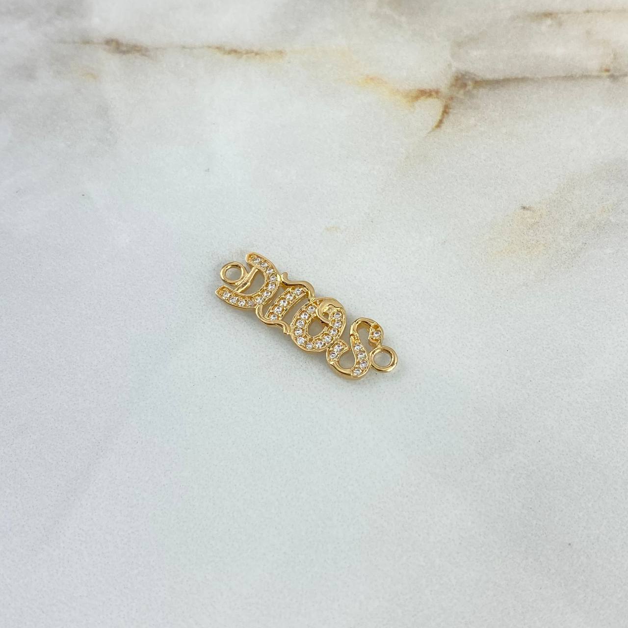 Herraje Dios 1.55gr / 2.5cm / Circones Blancos Oro Amarillo ©