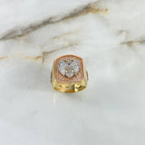 Anillo Aguila de Combate 11.15gr / T9 3/4 / Circones Blancos-Negros Tres Oros ©