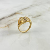 Anillo Tablero Ajedrez 6.5gr / T9 4/4 / Circones Blancos-Negros Oro Amarillo ©