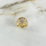 Anillo Caballo FR 6.5gr / T10 1/2 / Circones Blancos-Rojos-Verdes Dos Oros Amarillo Blanco ©