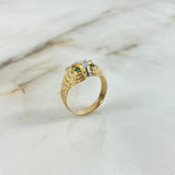 Anillo Búho 5.25gr / T9 1/4 / Circones Verdes Dos Oros Amarillo Blanco $