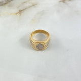 Anillo Marco Ovalado 8.75gr / T10 / Circones Blancos Dos Oros Amarillo Blanco ©
