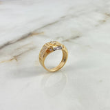 Anillo Cinturon Rectangular Corona RX 8.5gr / T10 3/4 / Circones Blancos Dos Oros Amarillo Blanco ©
