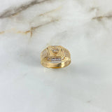 Anillo Cinturon Rectangular Corona RX 8.5gr / T10 3/4 / Circones Blancos Dos Oros Amarillo Blanco ©