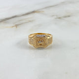 Anillo Cinturon Rectangular Corona RX 8.5gr / T10 3/4 / Circones Blancos Dos Oros Amarillo Blanco ©