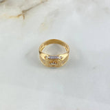 Anillo Cinturon Rectangular Corona RX 8.5gr / T10 3/4 / Circones Blancos Dos Oros Amarillo Blanco ©