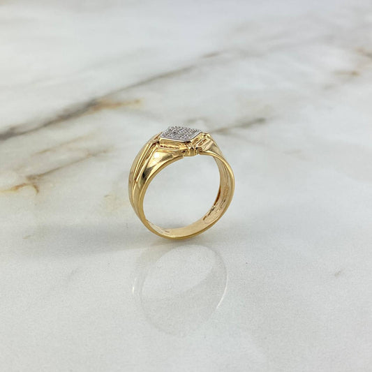Anillo Rombo Cubierto 7.55gr / T10 3/4 / Circones Blancos Dos Oros Amarillo Blanco ©