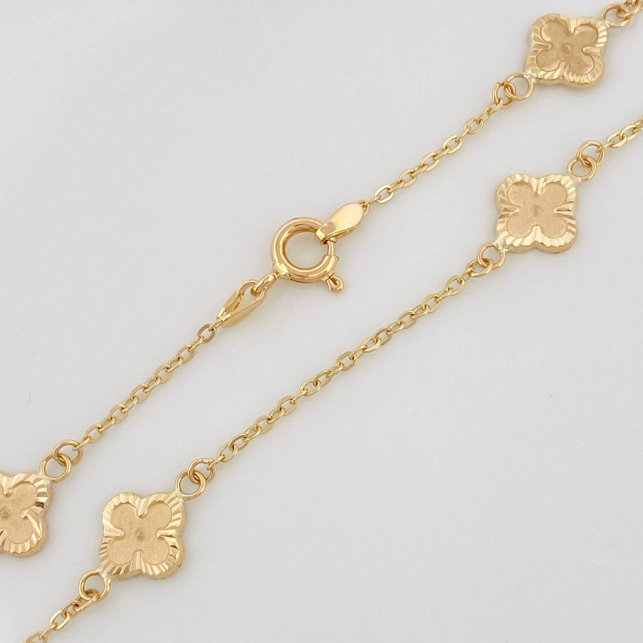 Pulso Trebol Aro Seguido 2.3gr / 19cm / 1.45mm Oro Amarillo 18K &