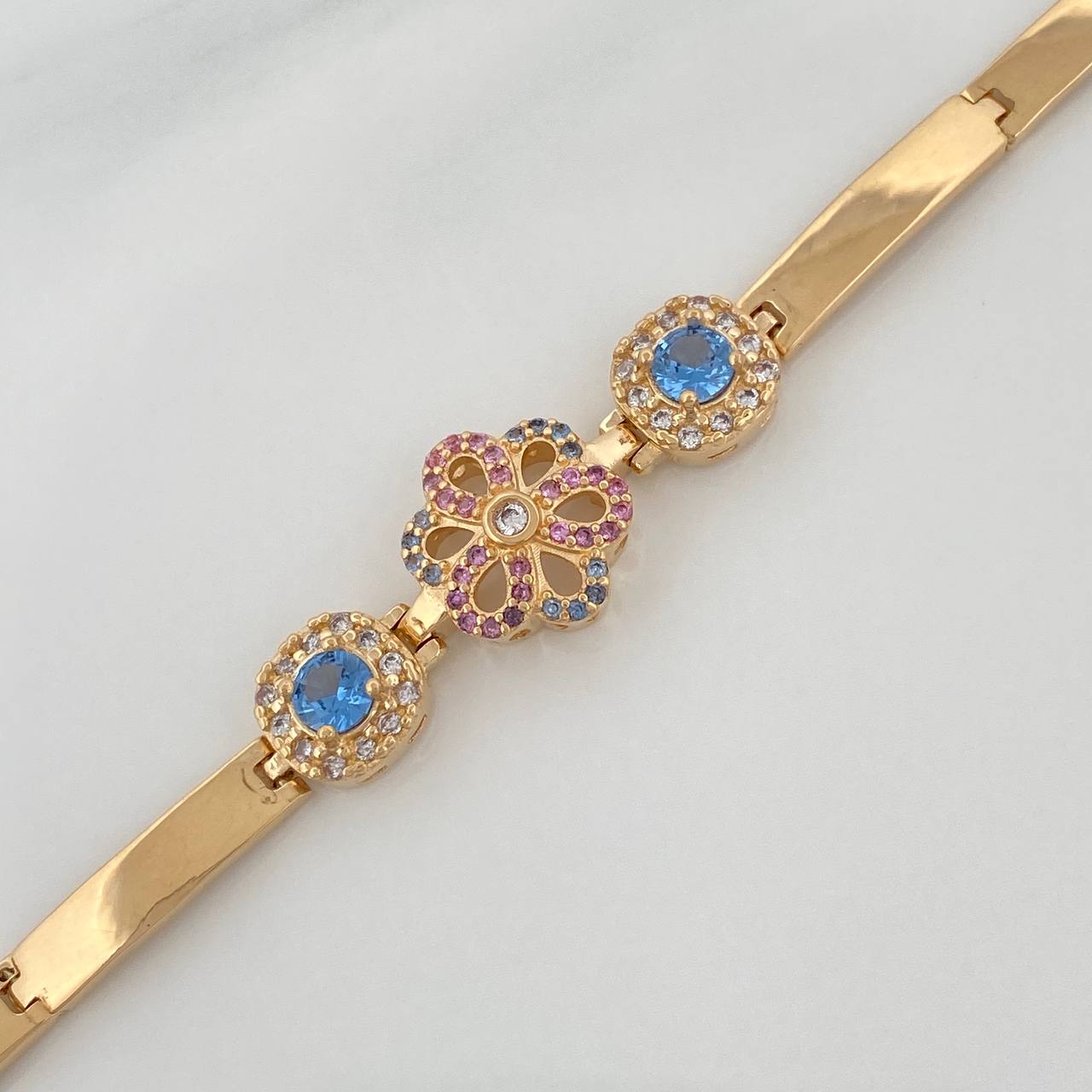 Pulso Flor Reticulado 12.25gr / 17cm / 4.05mm Oro Amarillo 18K &