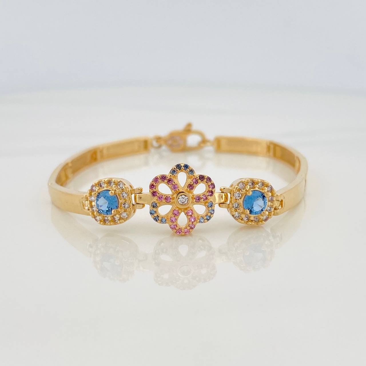 Pulso Flor Reticulado 12.25gr / 17cm / 4.05mm Oro Amarillo 18K &