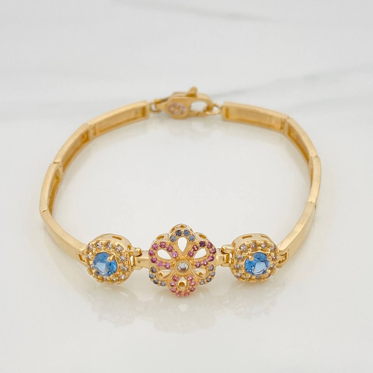 Pulso Flor Reticulado 12.25gr / 17cm / 4.05mm Oro Amarillo 18K &