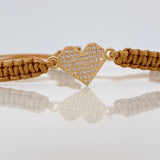 Pulsera Tejida Caqui Corazon 1gr / Oro Amarillo 18K