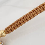 Pulsera Tejida Caqui Corazon 2.1gr / 6mm Dos Oros Amarillo Blanco 18K &