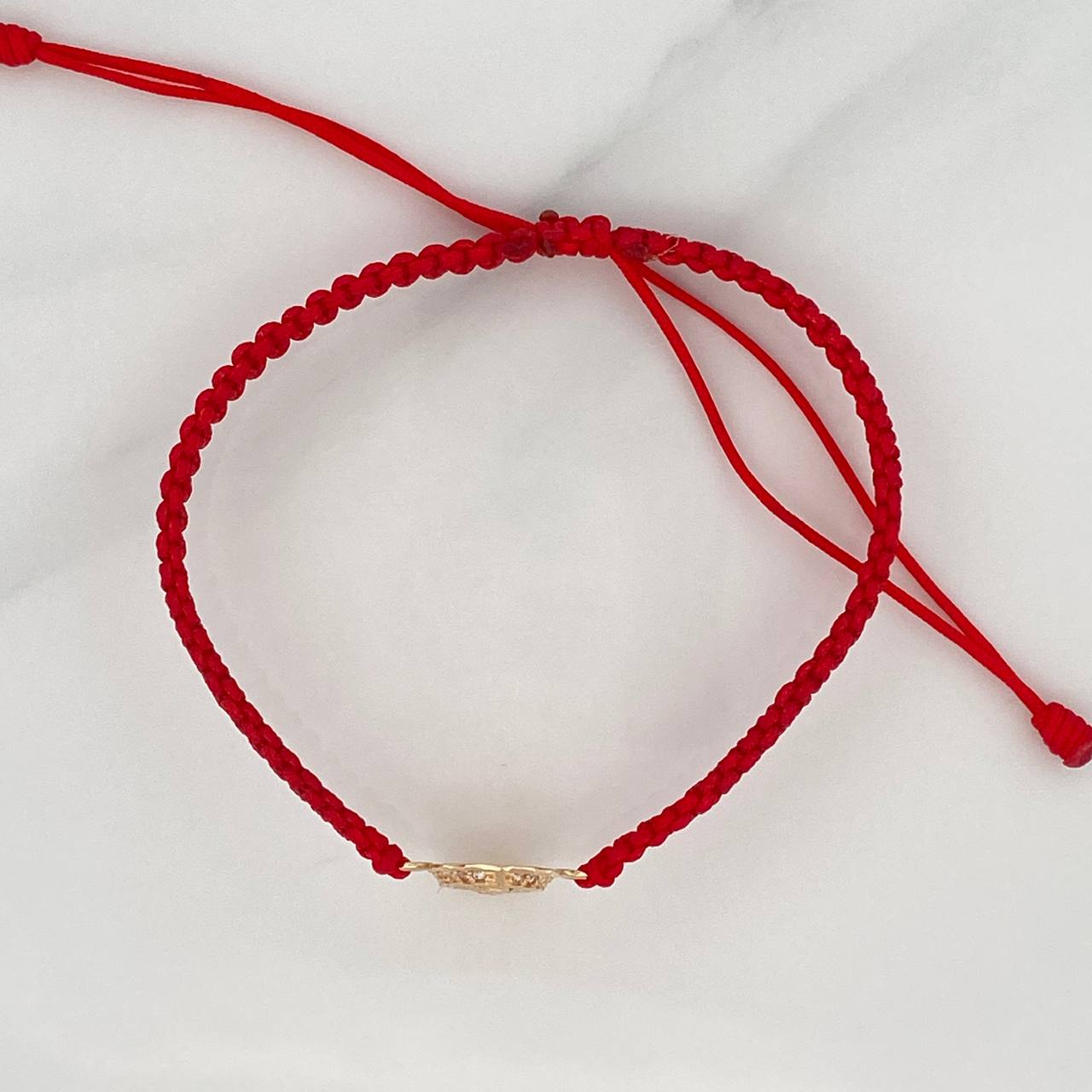 Pulsera Tejida Roja Virgen de Guadalupe 1.15gr / Oro Amarillo 18K &