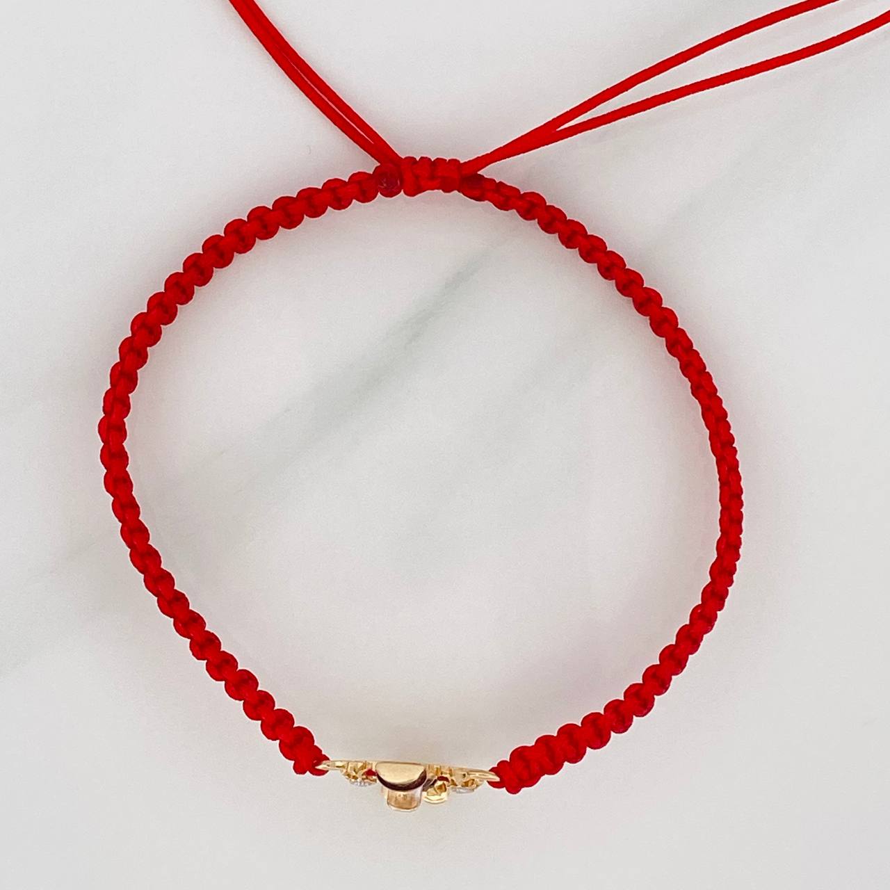 Pulsera Tejida Roja Pato Bolsa de Dinero 1.45gr / Tres Oros 18K &