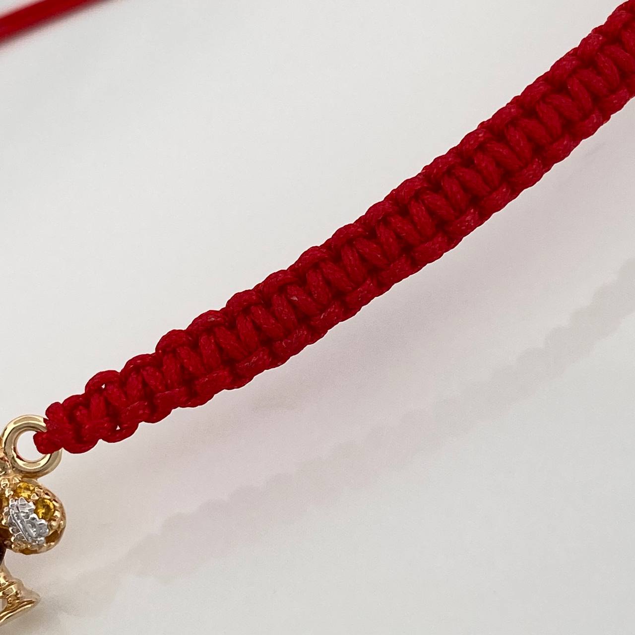 Pulsera Tejida Roja Pato Bolsa de Dinero 1.45gr / Tres Oros 18K &