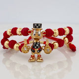 Pulsera Tejida Roja Pato Bolsa de Dinero 7.2gr / 6mm Tres Oros 18K &