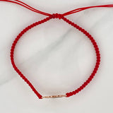 Pulsera Tejida Roja Corazon 0.9gr / Oro Rosa 18K &