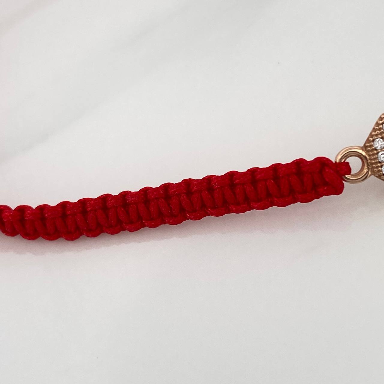 Pulsera Tejida Roja Corazon 0.9gr / Oro Rosa 18K &