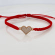 Pulsera Tejida Roja Corazon 0.9gr / Oro Rosa 18K &