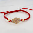 Pulsera Tejida Roja Corona 3.3gr / 6mm Tres Oros 18K