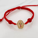 Pulsera Tejida Roja Virgen de Guadalupe 1.25gr / Oro Amarillo 18K &