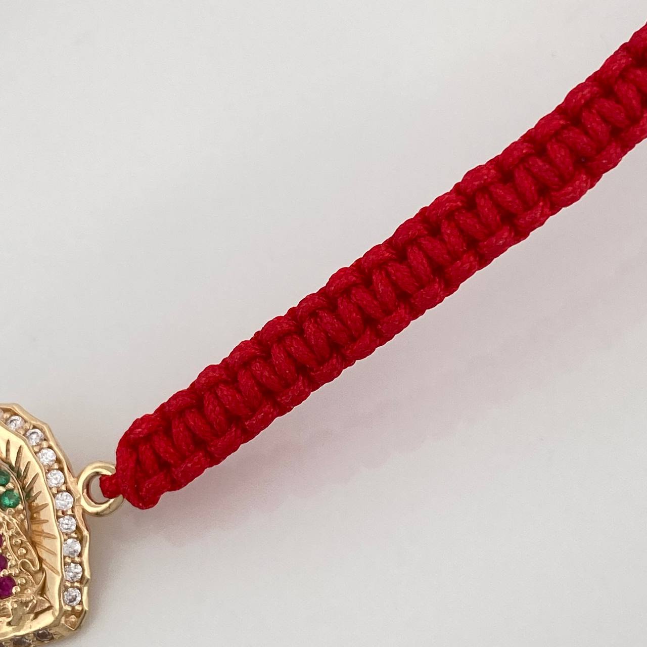 Pulsera Tejida Roja Virgen de Guadalupe 1.1gr / Oro Amarillo 18K &
