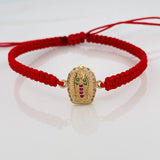 Pulsera Tejida Roja Virgen de Guadalupe 1.1gr / Oro Amarillo 18K &