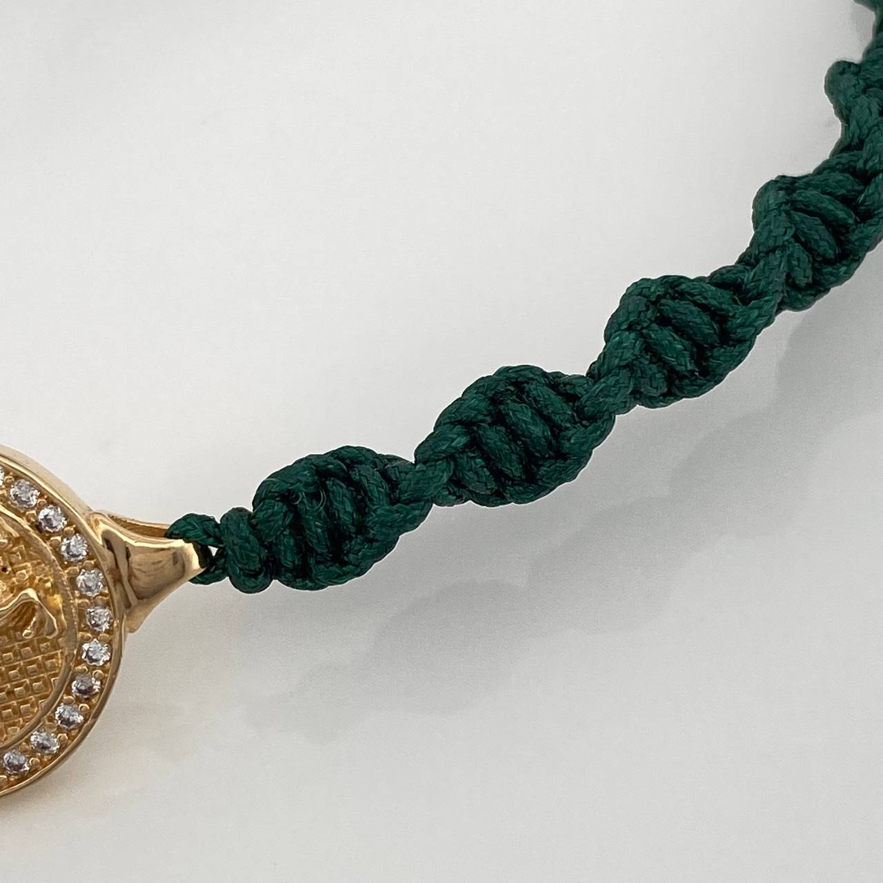 Pulsera Tejida Verde Sello Caballo 3.5gr / Oro Amarillo 18K