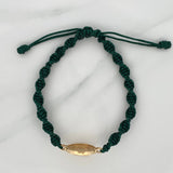 Pulsera Tejida Verde Sello Caballo 3.5gr / Oro Amarillo 18K