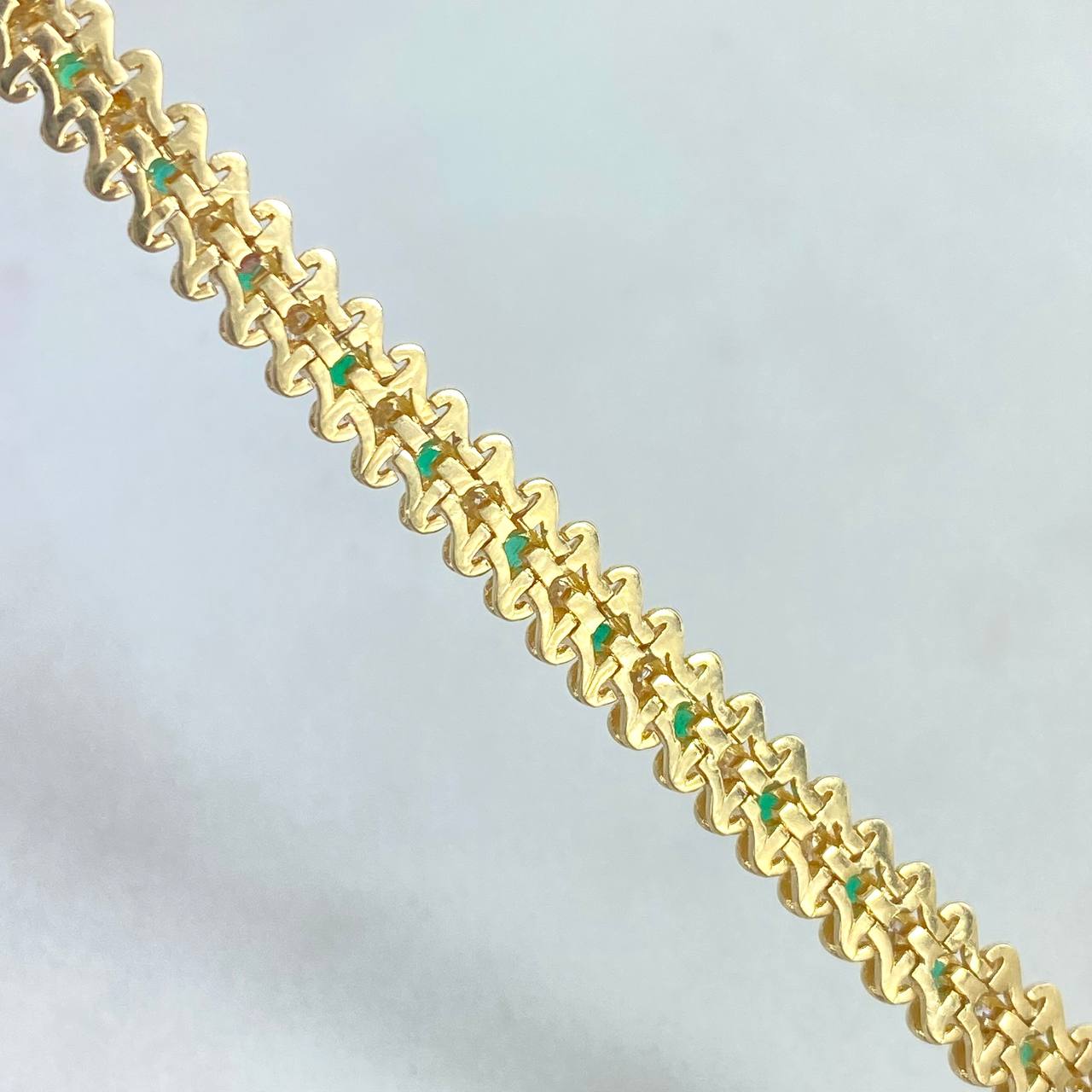 Pulso Tennis 20.5gr  / 21cm / Esmeraldas 1.5Qts Diamantes 1.59Qts Oro Amarillo (Joya)