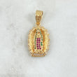 Dije Virgen Guadalupe Silueta Doble 3.9gr / 2.8cm / Circones Blancos Verdes Fucsia Oro Amarillo 18K *