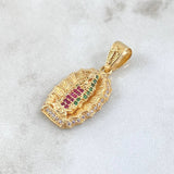Dije Virgen Guadalupe Silueta Doble 3.9gr / 2.8cm / Circones Blancos Verdes Fucsia Oro Amarillo 18K *
