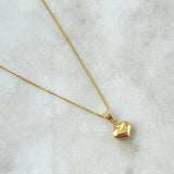 Set Cadena Cubana 1.05gr / 45cm / 0.7mm + Dije Corazón 0.3gr / 1.1cm Cargador Bordeado Oro Amarillo 18K (Oferta)