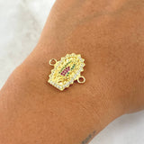Herraje Virgen Guadalupe Silueta Doble 3.3gr / 2cm / Circones Blancos Verdes Fucsia Oro Amarillo 18K