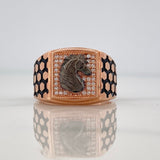 Anillo Sello Caballo 9.65g / T11 Dos Oros Negro Rosa 18K