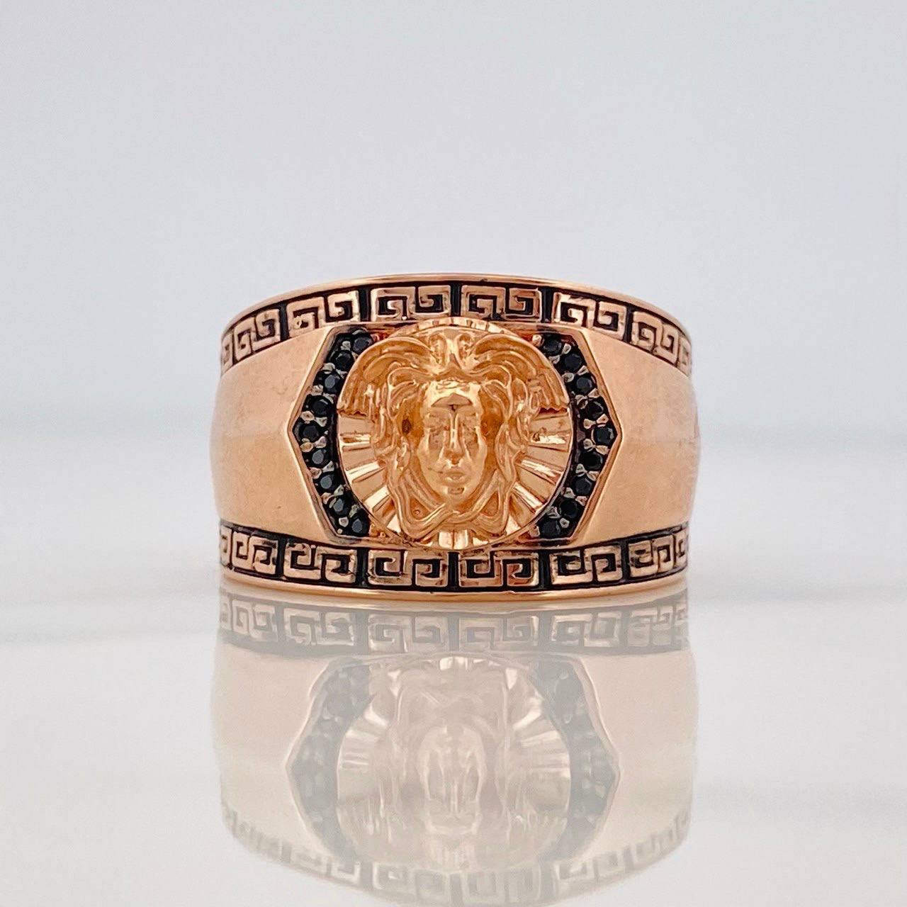 Anillo Medusa 9.8g / T11 1/4 Dos Oros Negro Rosa 18K