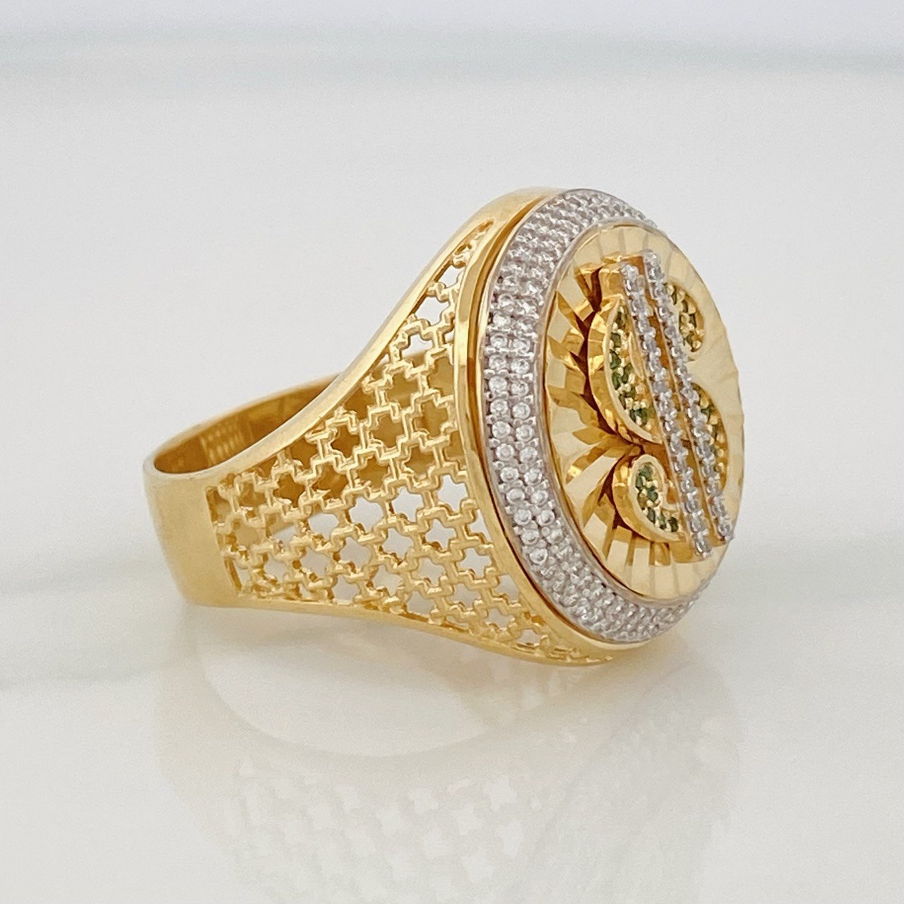 Anillo Signo Peso 11.5g / T11 1/2 Dos Oros Amarillo Blanco 18K