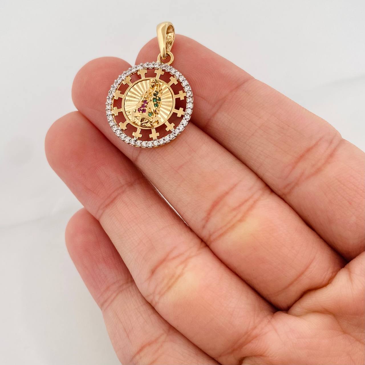 Dije Virgen de Guadalupe 2.7g / 2.7cm Dos Oros Amarillo Blanco 18K