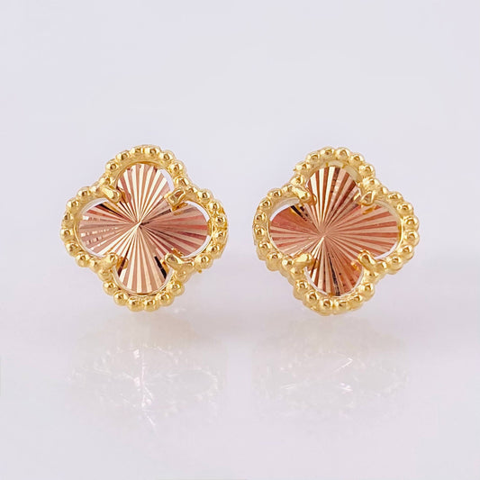 Topos Trebol Diamantados 2.6gr / 9mm Dos Oros Amarillo Rosa Nac.Esp. 18K ©