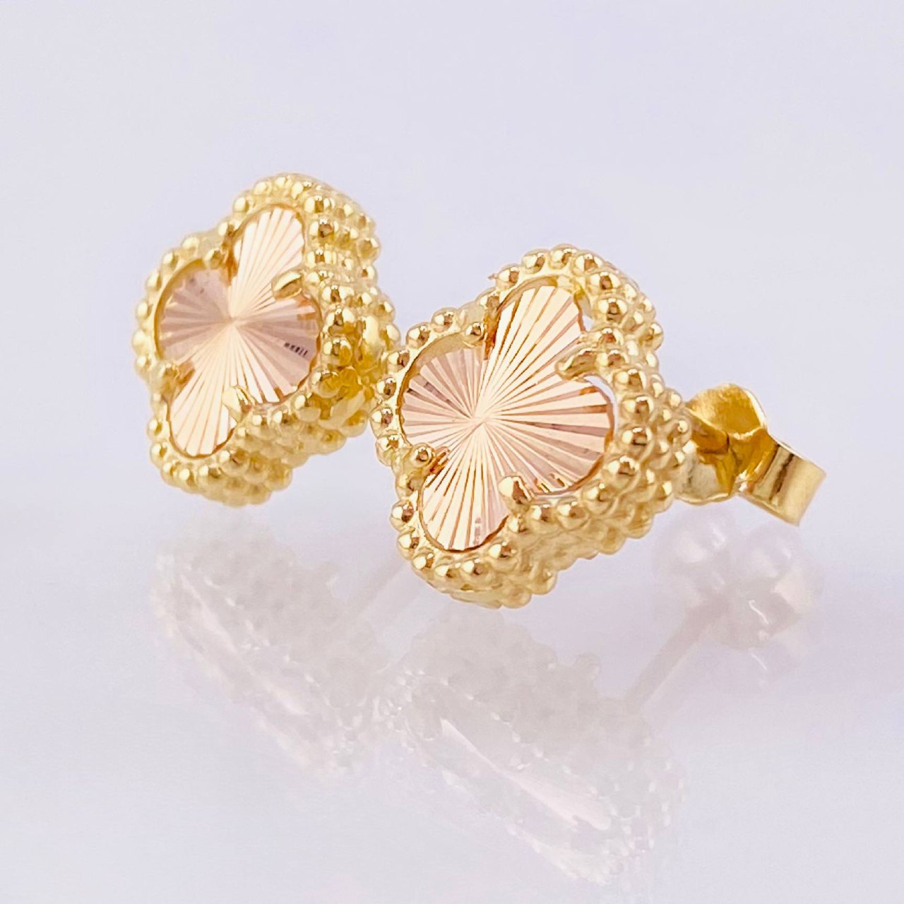 Topos Trebol Diamantados 2.6gr / 9mm Dos Oros Amarillo Rosa Nac.Esp. 18K ©