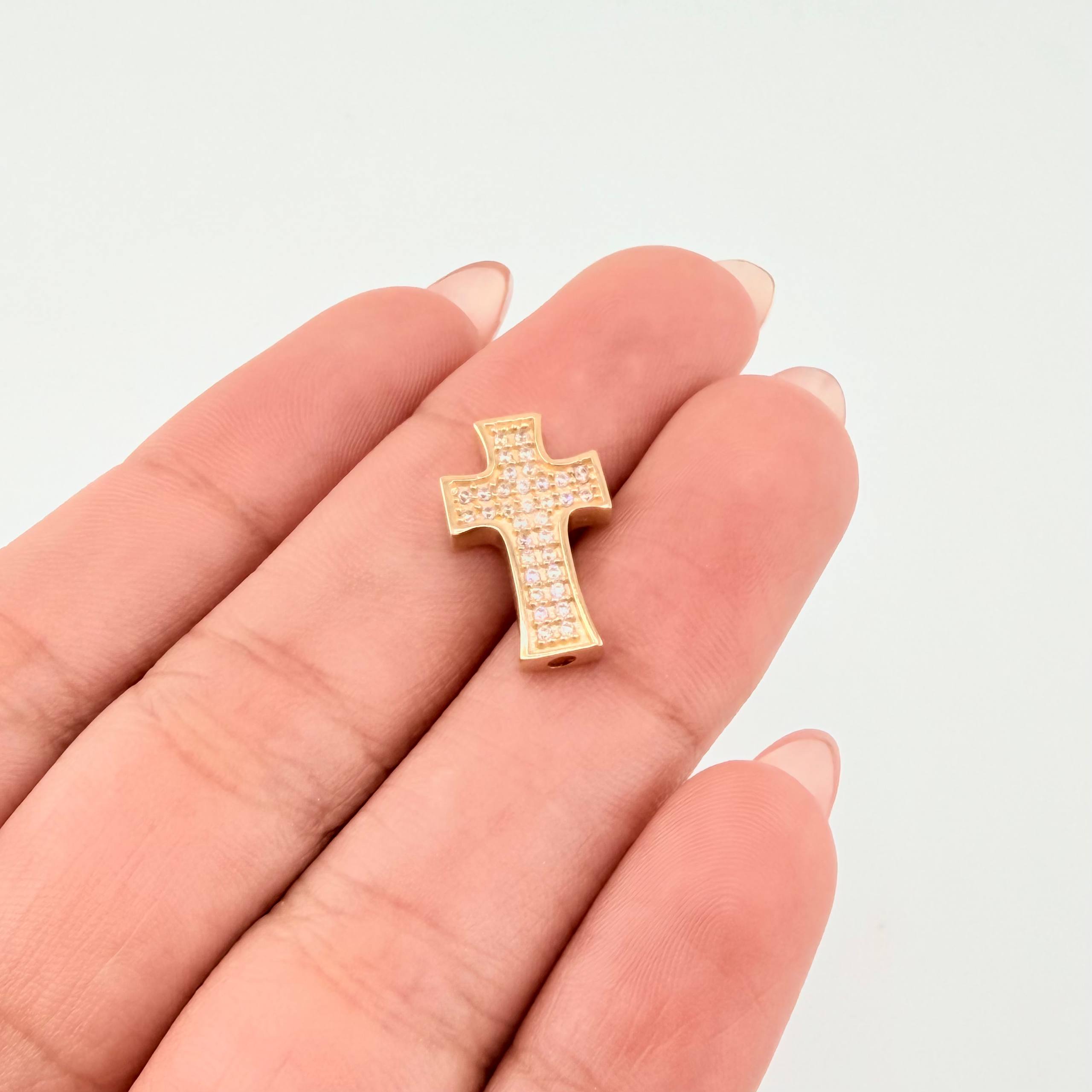 Herraje Cruz Tupida 1.8gr / 1.6cm / Oro Amarillo 18K ©