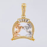 Dije Placa Herradura Caballos 4.5gr / 3.4cm / Tres Oros 18K