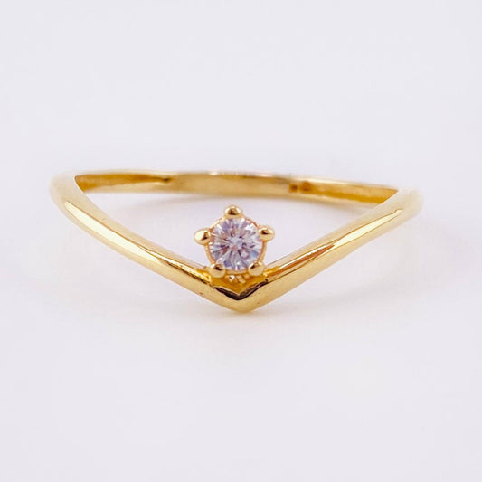 Anillo Solitario V 1.1gr / T5 1/2 / Oro Amarillo 18K ©