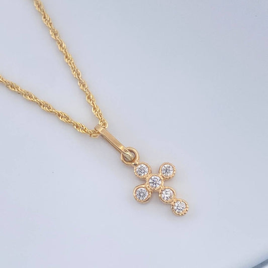 Set Cadena y Dije Lazo + Cruz 1.45gr / 40cm / Oro Amarillo 18K (Oferta) &