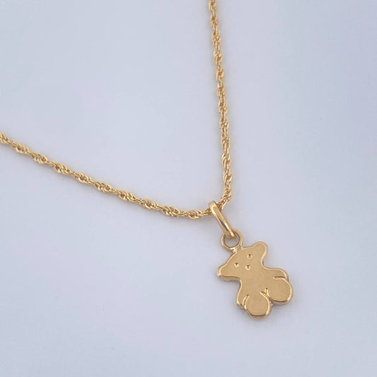 Set Cadena y Dije Lazo + Oso TS 1.3gr / 50cm / Oro Amarillo 18K (Oferta) &